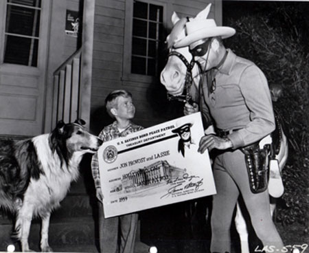 The Lone Ranger guest starred on “Lassie” with Jon Provost in the “Peace Patrol” episode on May 5, 1959.