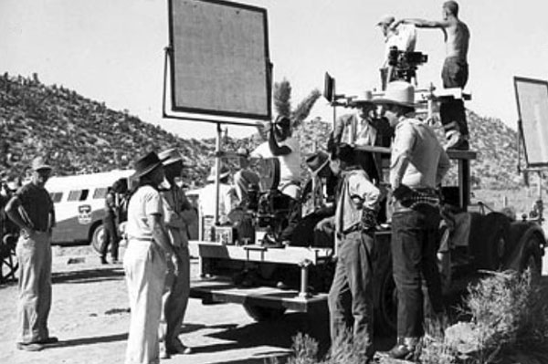 Gene with his Flying A TV westerns crew at Pioneertown circa 1950-‘51. (Thanx to Jerry Whittington.) 