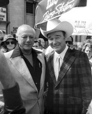 Bob Nolan and Roy Rogers attending a function for KLAC, Los Angeles radio.