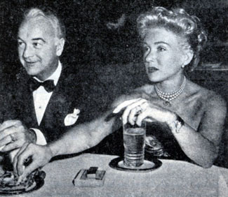 William “Hopalong Cassidy” Boyd and wife Grace Bradley celebrate a dinner out at Ciro’s in 1949.