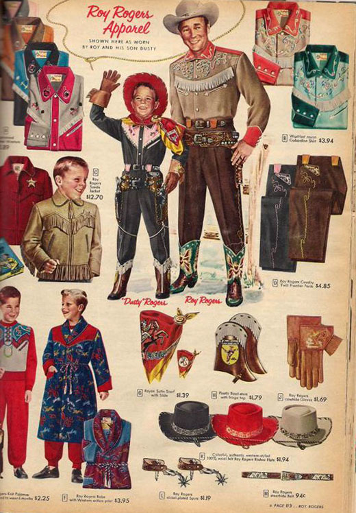 Roy Rogers and Dale Evans clothing items from the 1955 Sears Christmas catalog. 