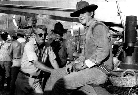 On location in hot Old Tucson, AZ, are director William Claxton and Don Collier, ranch foreman Sam Butler on “High Chaparral”. (Courtesy “High Chaparral” website.)