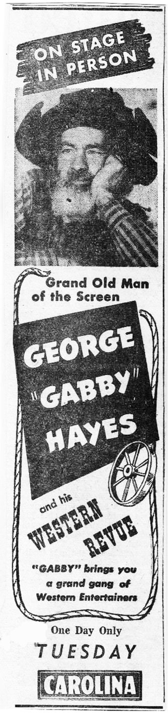 Gabby Hayes- May 21, 1948. (Thanx to Billy Holcomb.)