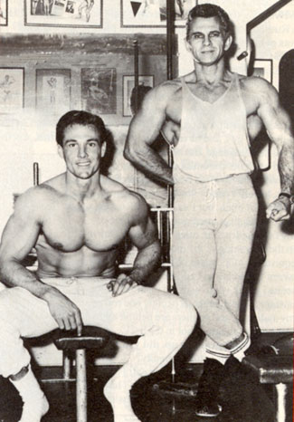 6 ft. 2 in., 218 lb. William Smith (“Laredo”) at Vince’s Gym with the Iron Guru Vince Gironda.