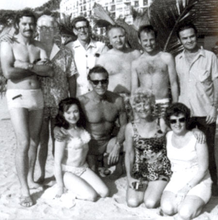 Cascade Industries Inc. dealer convention group photo in Puerto Vallarta, Mexico in November 1969. Buster Crabbe was listed as V.P. Sales, U.S.A.