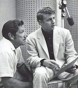 Richard Boone and Johnny Western at Johnny’s recording session for the “Have Gun Will Travel” themesong.