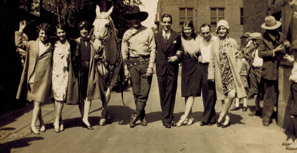 Buck Jones and Silver on a studio backlot. Looks to be in the ‘30s...can anyone identify others in the photo? (Photo courtesy Tom Weaver.)