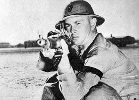 March 1943. Private Sterling Hayden in training at the Marine Corps depot at Parris Island, SC.