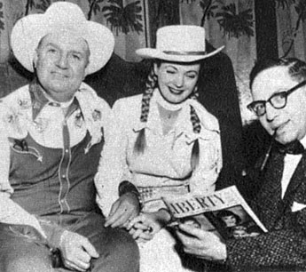 Gene Autry and Gail Davis as Annie Oakley interviewed by LIBERTY magazine’s Frank Rasky. Gene and Gail performed August 24-September 8, 1956, at the 24,000 seat grandstand at the Canadian National Exhibition in Toronto.