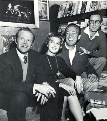 Kevin Hagen, Gail Kobe, Forrest Tucker and Mark Stevens relaxing at the Mountian Osyter Club in Tucson in December 1957. The four were in town filming “Gunsmoke in Tucson”.