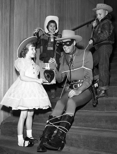 The Lone Ranger (Clayton Moore) roped and tied for the Heart Foundation. (Thanx to Carmen Sacchetti.)