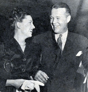 Wayne Morris and wife Patricia (O’Rourke...Peggy Stewart’s sister) attend the opening of the Ice Follies in Hollywood in the Winter of ‘46. Wayne and Pat were married from ‘42 until his death in ‘59.