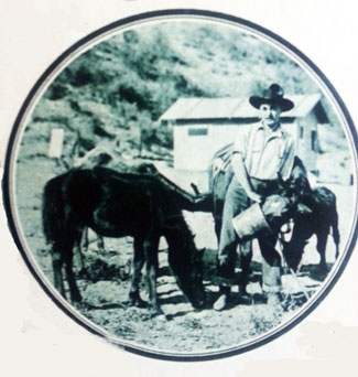 Harry Carey Sr. at home on his ranch in Bouquet Canyon in 1922. This ranch was flooded as it lay in the path of the St. Francis Dam when it collapsed in March of 1928. Some 500-600 people lost their lives. (Thanx to John Bickler.)