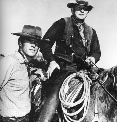 Clint Eastwood of “Rawhide” with rodeo stock contractor Don Hight in 1962.
