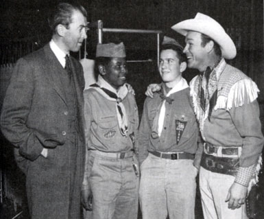 James Stewart and Roy Rogers pay tribute to two Boy Scouts.