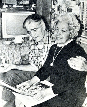 Silent and early ‘30s B-Western star Jack Hoxie and his wife Bonnie flip through a scrapbook of Jack’s films in May 1964.