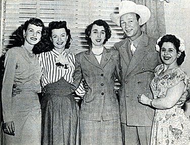 On a 1949 trip to New York, Roy Rogers and Dale Evans met with three devoted Fan-Clubbers. (L-R) Marcella Zarek, Lillian Whitzgall and Fan Club president Virginia Picolis.
