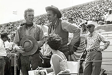 A rodeo public appearance for “Rawhide” co-stars Clint Eastwood and Eric 
Fleming. (Thanx to Terry Cutts.)