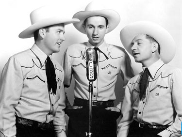 The Jimmy Wakely Trio on CBS Radio. (L-R) Wakely, Johnny Bond, Dick Reinhart.