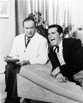 Bob Hope’s the psychiatrist in a skit for an on the couch James Garner on a 1961 
Hope Buick Show. (Thanx to Terry Cutts.) 