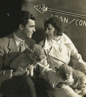 1933 promotional photo of Buster Crabbe and Frances Dee (aka Mrs. Joel McCrea) taken while the couple were making "King of the Jungle" for Paramount. (Thanx to Bobby Copeland.)