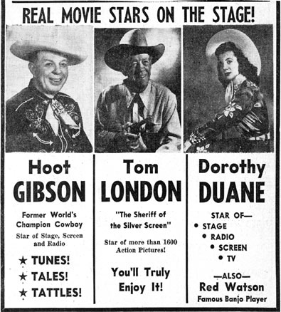 Hoot Gibson, Tom London and Dorothy Duane in person in Albuquerque, NM, 1953.