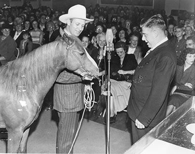 Gene Autry and Champion Jr. make an appearance on Arthur Godfrey’s radio program. (Photo courtesy Neil Summers.)