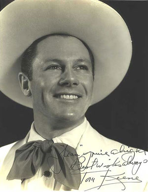 Autographed photo of Tom Keene circa early '40s reads "Jean, you're a chicky. Best Wishes Always, Tom Keene." (Photo courtesy Bobby Copeland.)