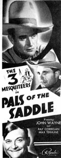 Ad for The Three Mesquiteers in "Pals of the Saddle".