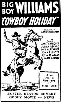 Newspaper ad for "Cowboy Holiday".