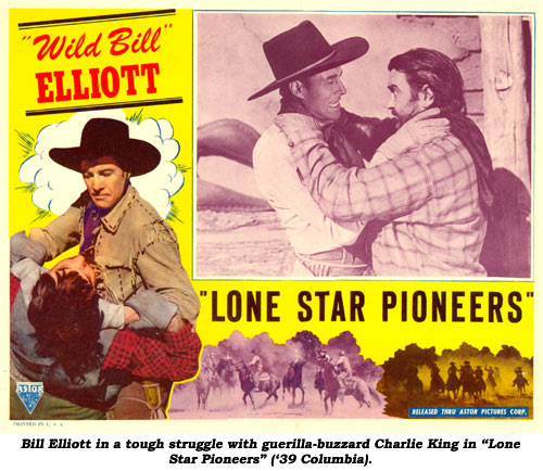 Bill Elliott in a tough struggle with guerilla-buzzard Charlie King in "Lone Star Pioneers" ('39 Columbia).