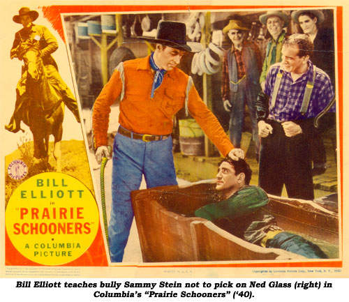 Bill Elliott teaches bully Sammy Stein not to pick on Ned Glass (right) in Columbia's "Prairie Schooners" ('40).
