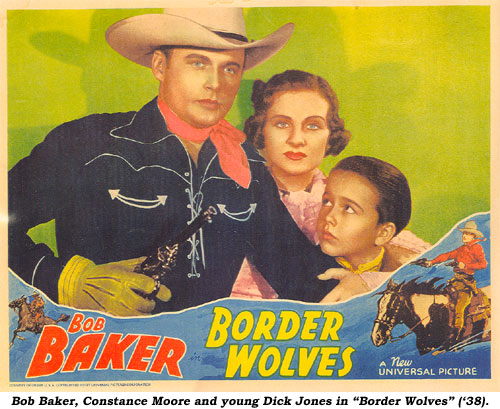 Bob Baker, Constance Moore and young Dick Jones in "Border Wolves".