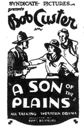 Newspaper ad for "A Son of the Plains" starring Bob Custer.