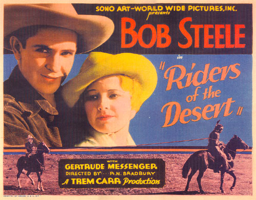 Title card from "Riders of the Desert" starring Bob Steele.