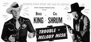 Newspaper ad for "Trouble at Melody Mesa" starring Cal Shrum.