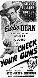 Newspaper ad for Eddie Dean's "Check Your Guns".