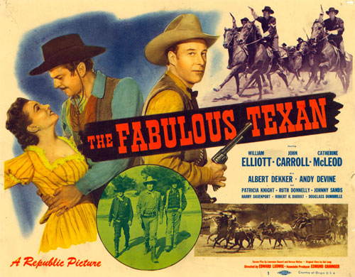 Title card to "The Fabulous Texan" starring William Elliott.