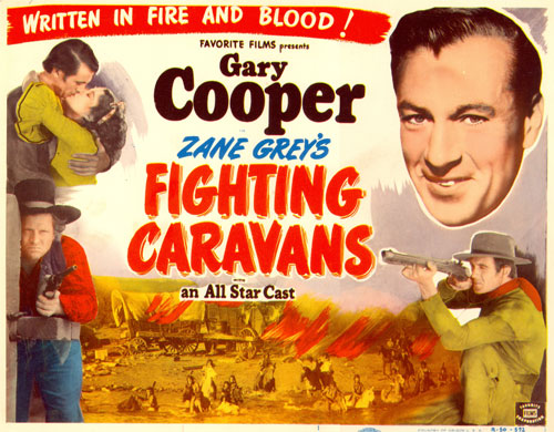 Gary Cooper in Zane Grey's "Fighting Caravans" lobby card.