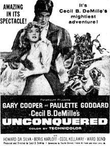 Gary Cooper and Paulette Goddard in "Unconquered".