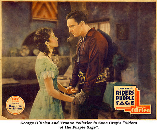 George O'Brien and Yvonne Pelletier in Zane Grey's "Riders of the Purple Sage".
