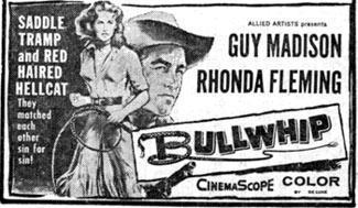 Newspaper ad for "Bullwhip".
