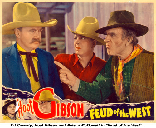 Ed Cassidy, Hoot Gibson and Nelson McDowell in "Feud of the West".