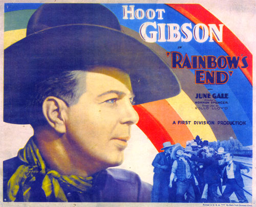 Title Card for Hoot Gibson in "Rainbow's End".