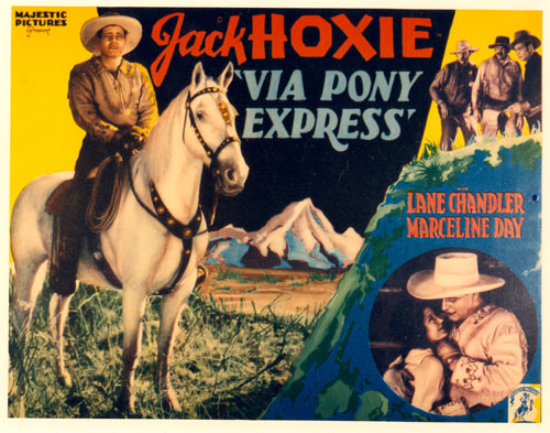 Title card for Jack Hoxie in "Via Pony Express".