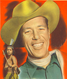 Head shot of Jim Bannon as Red Ryder and Don Kay Reynolds as Little Beaver.