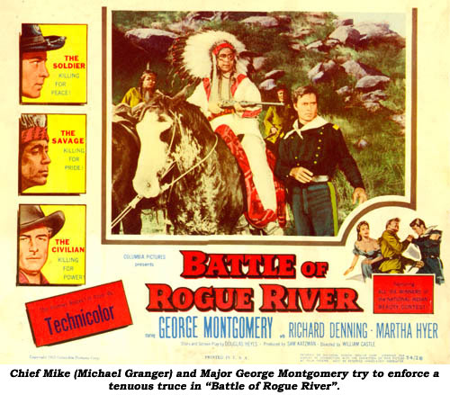 Chief Mike (Michael Granger) and Major George Montgomery try to enforce a tenuous truce in "Battle of Rogue River".