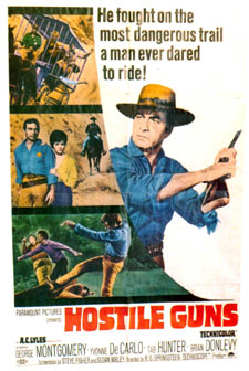Poster for "Hostile Guns" starring George Montgomery.