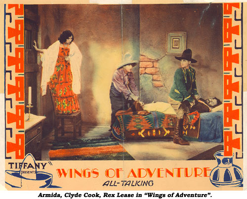 Armida, Clyde Cook , Rex Lease in "Wings of Adventure".