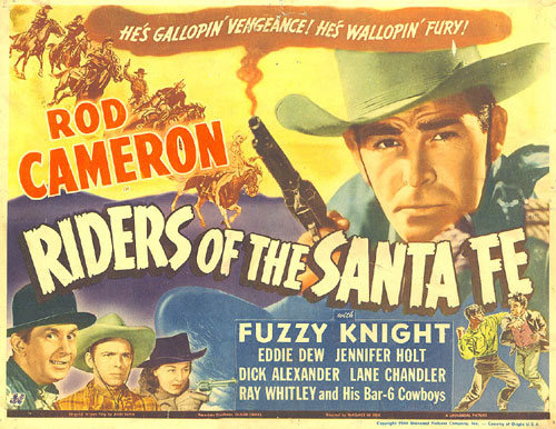 Ron Cameron in "Riders of the Santa Fe" Title Card.